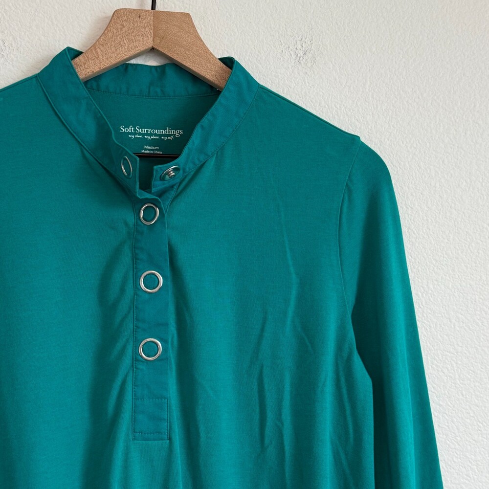 Soft Surroundings Tracee Pullover Tunic Teal Snap… - image 3